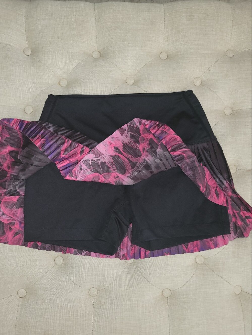 Lucky In Love Tennis Skirt Bms Hi-Chop Pleated Skort - Black Pink Sz Medium View 3
